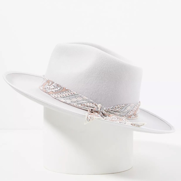 Anthropologie Lavender Wool Carmel Trimmed Fedora Hat One Size - Picture 3 of 10